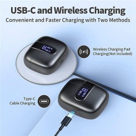 True Wireless Bluetooth Headphones, 60h Playback LED Power Display Earphones, IPX5 Waterproof in-Ear Earbuds with Mic
