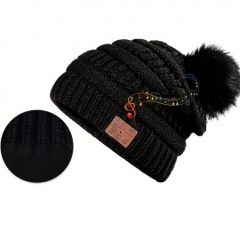 Wireless Beanie Hat For Women Girls Musical Beanie Wireless Headphones Stereo Speaker Hat Built-in Mic Speakerphone Knitted Pompom Beanie Hat Warm Outdoor Ski Cap
