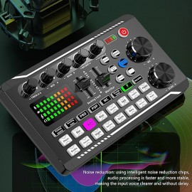 F998 Live Sound Card Audio Mixer Podcast Audio Interface with DJ Mixer Effects Voice Changer with Sound Effects for Karaoke Tiktok YouTube Live Streaming Record Gaming
