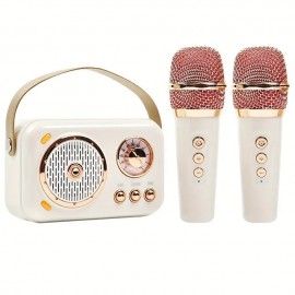 Portable Wireless KTV Speaker Set With Two Microphones - Retro Design Immersive Karaoke Experience - Perfect Gift For Home Parties Birthdays For Gifts
